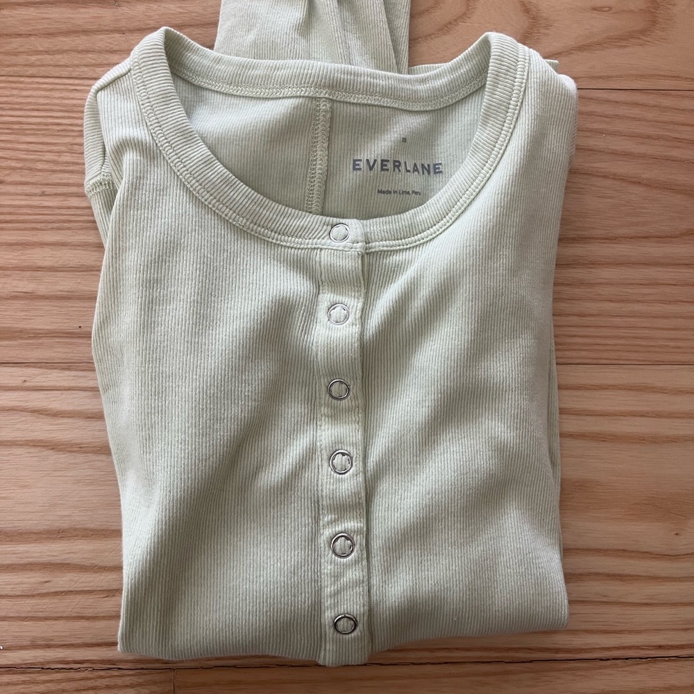 Everlane long sleeve button down lime green XS